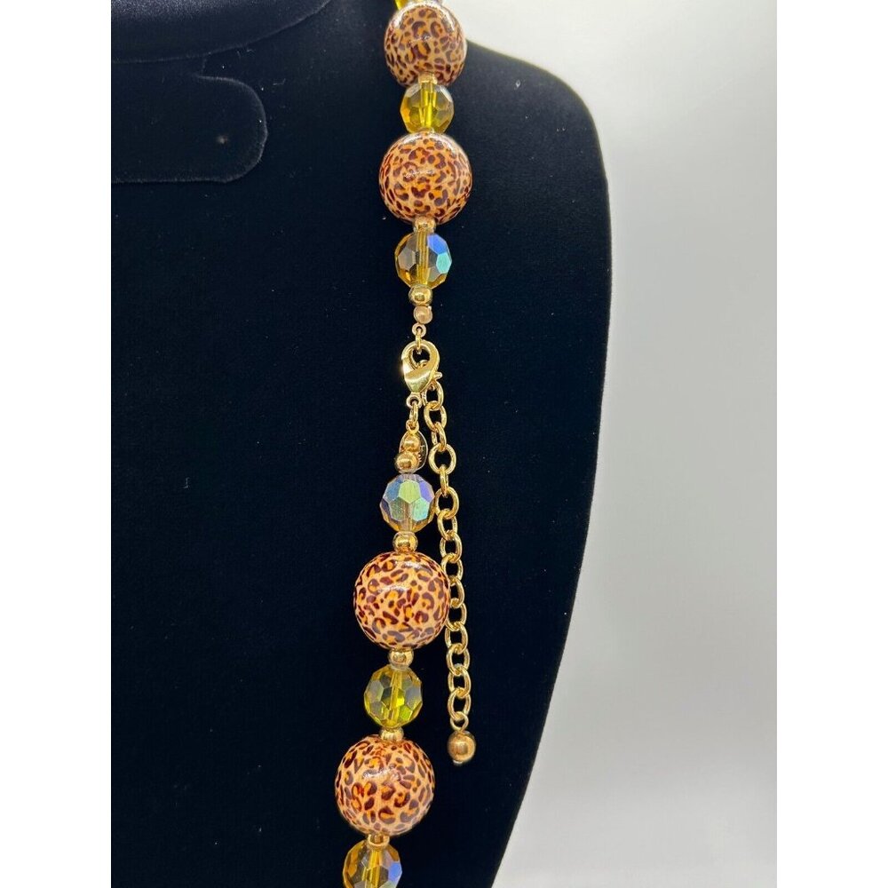 Joan Rivers Necklace with Cheetah Print and Topaz Colored Aurora Borealis Beads - Picture 8 of 8